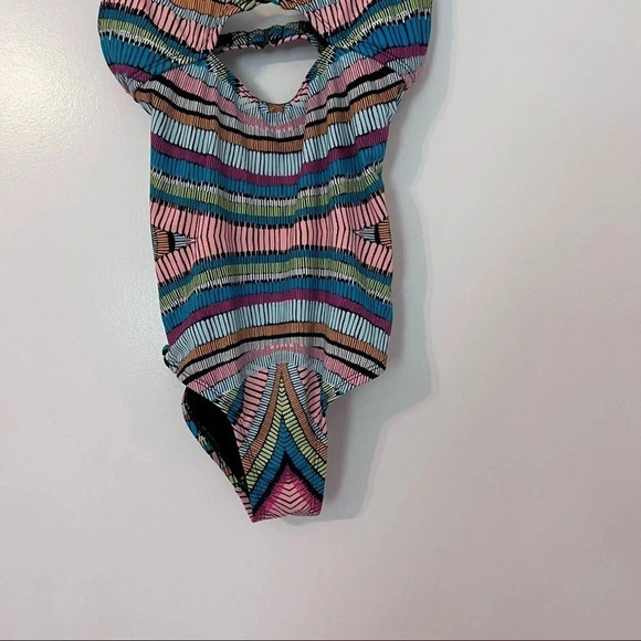 Hobie Colorful Printed One Piece Bikini Swim Suit Girls 8 Front Cut Out - Picture 4 of 6